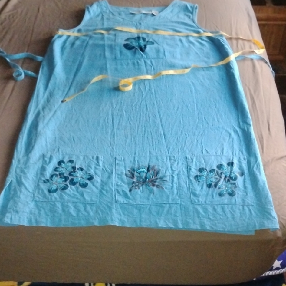French Laundry Light Blue Linen Blend Dress